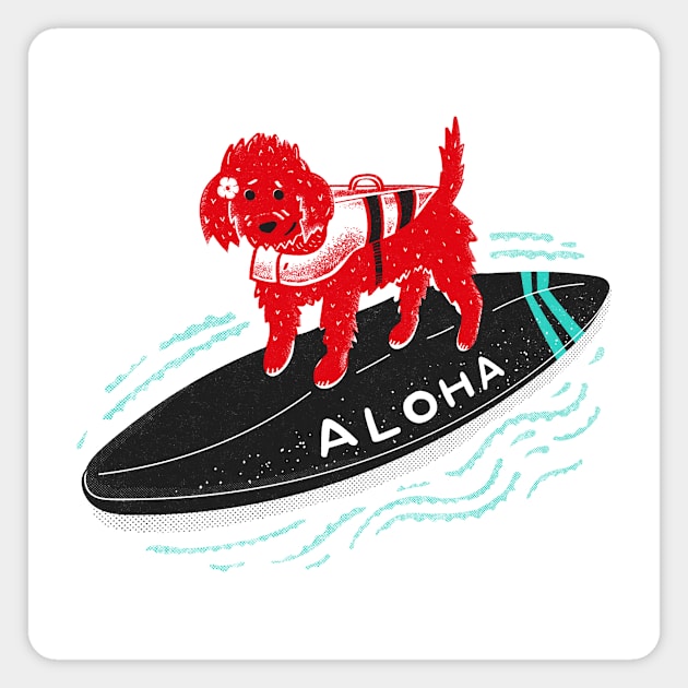 Aloha Dog Surfer Magnet by Space Surfer 